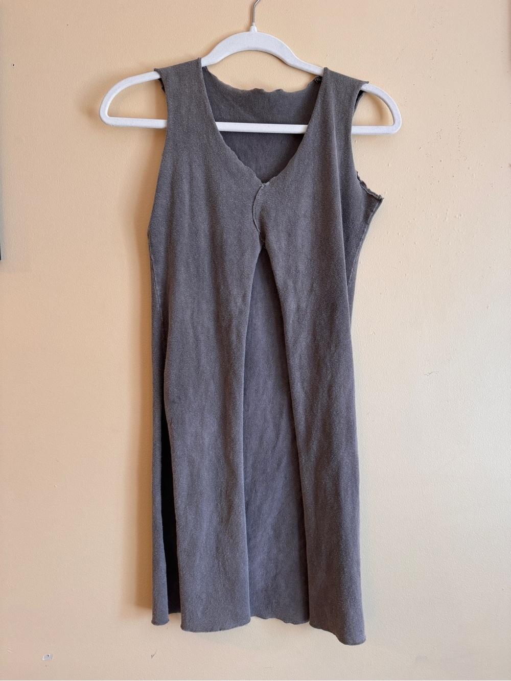 Grey Sleeveless High Low Top with Open Slit made of 100% ecofriendly cotton